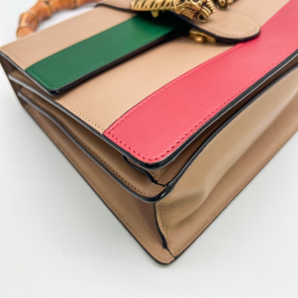 Gucci Calfskin Bamboo Web Medium Dionysus Top Handle Bag Red and Green - Picture 6 of 17